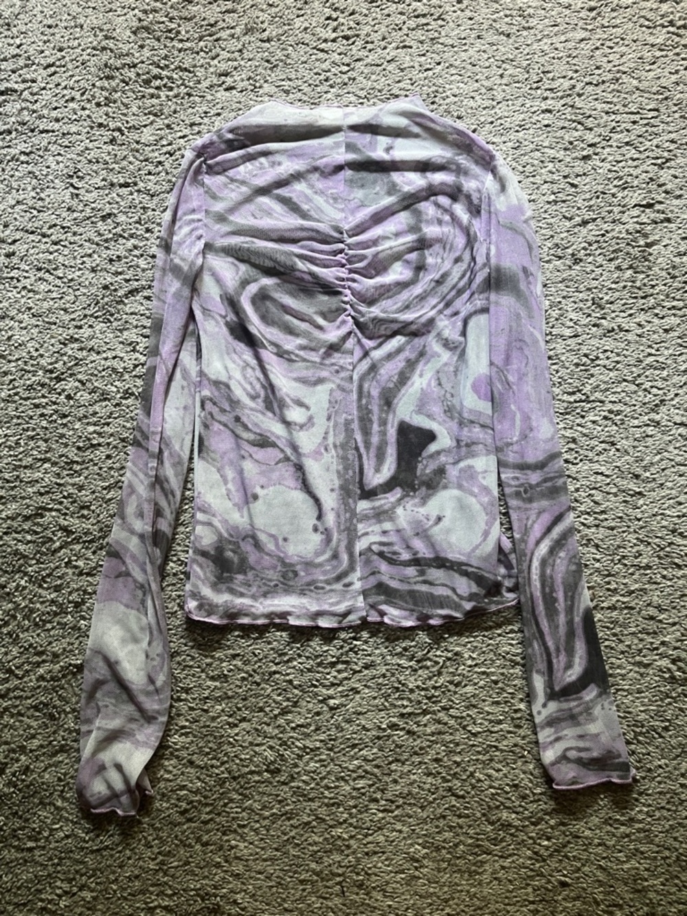 sheer mesh fluid lavender and black top